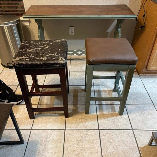 Restored barstools and coffee bar!
